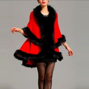 New Womens Faux Fox Fur Winter Warm Shawl Poncho Cape Cardigan Cloak Wrap Coat